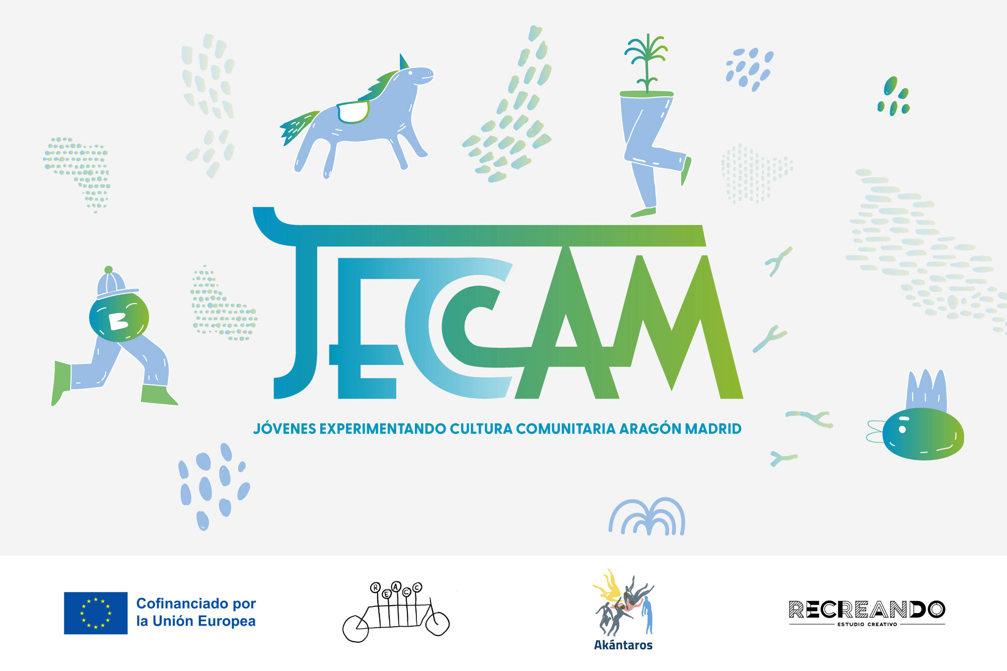 Ilustración en la que aparece en el centro el logotipo de Jeccam.